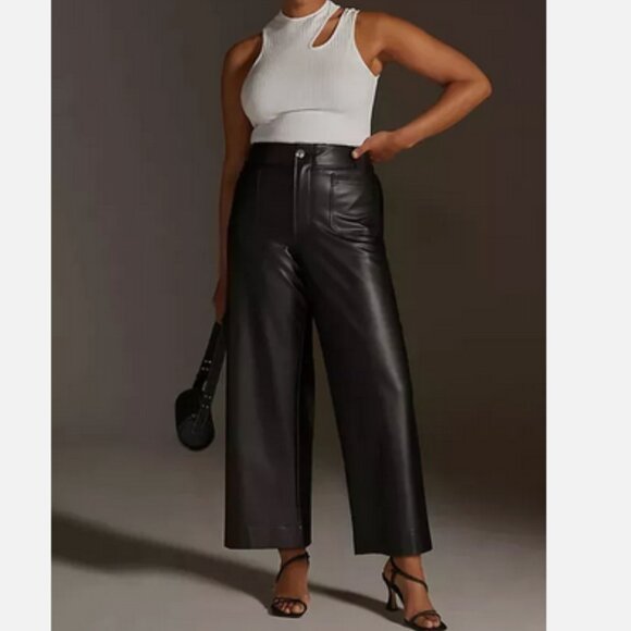Anthropologie Pants - Anthropologie Maeve 22W The Colette Cropped Wide-Leg Faux Leather Pants 22 W NWT